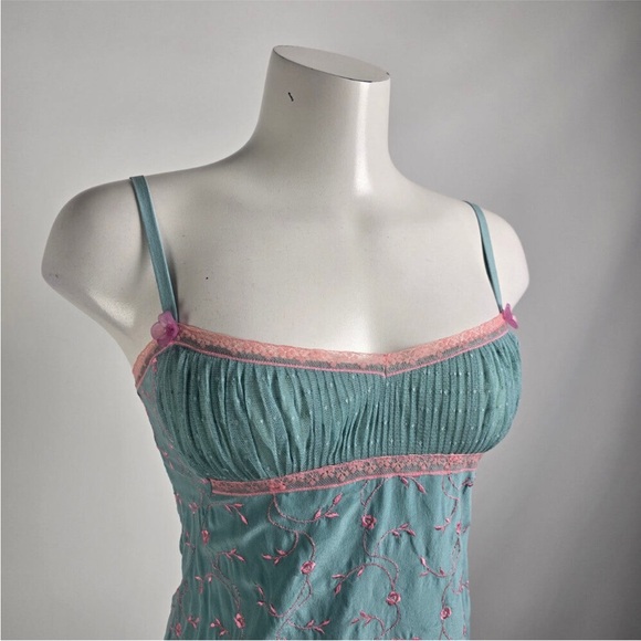 Blue Floral Spaghetti Strap Dress - Picture 2 of 5